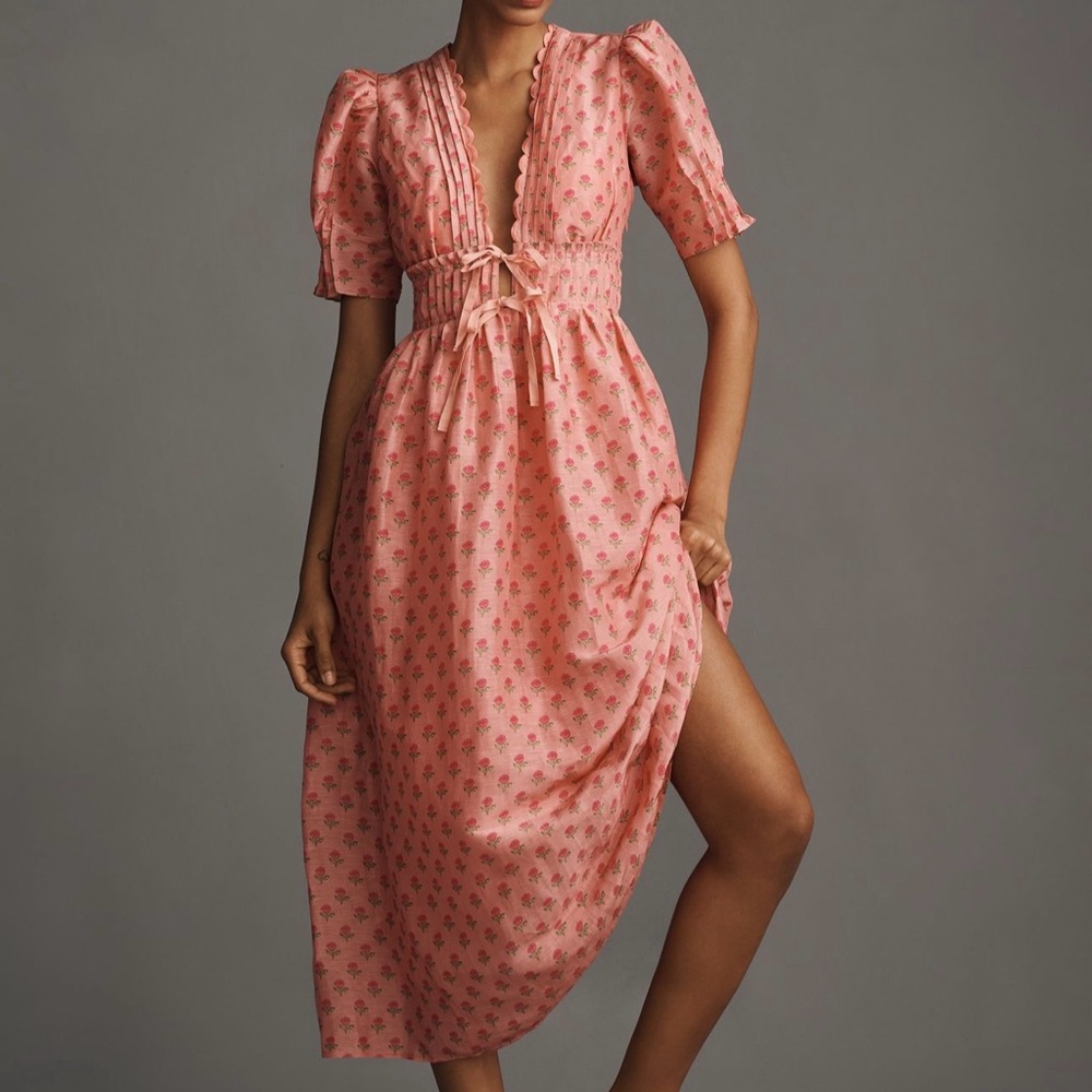 Elegant Pink Floral Maxi Dress